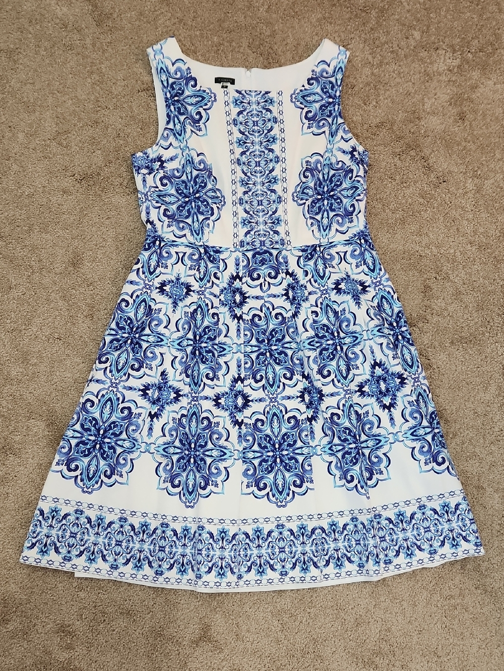 *Talbots Sleeveless Dress 12 w/Pockets Fit and Flare Cottagecore Coastal Wedding - Picture 5 of 7